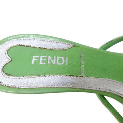 Fendi Thong Sandals Ribbon Motif Leather Strap Heel 35 Approx 22cm (8.66in)