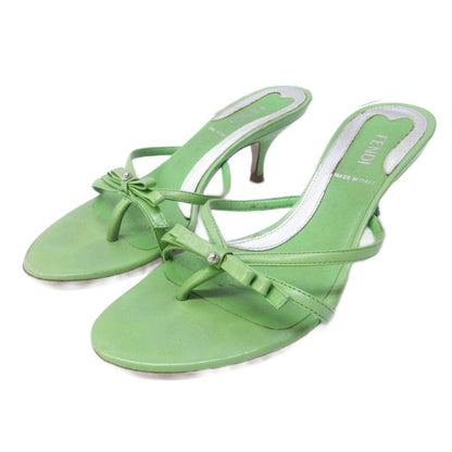 Fendi Thong Sandals Ribbon Motif Leather Strap Heel 35 Approx 22cm (8.66in)