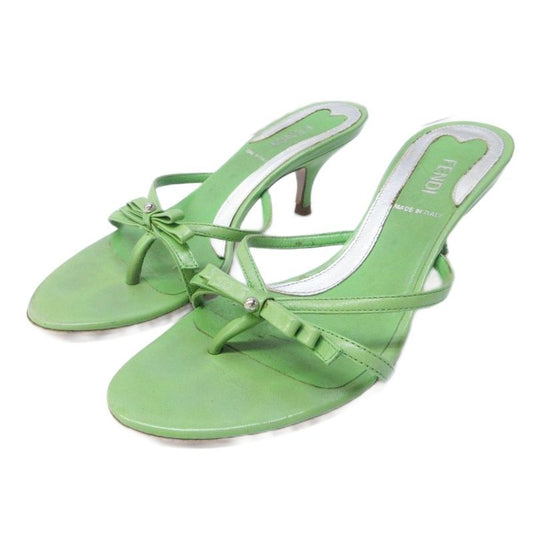 Fendi Thong Sandals Ribbon Motif Leather Strap Heel 35 Approx 22cm (8.66in)