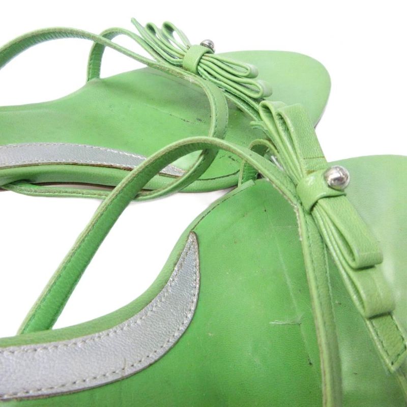 Fendi Thong Sandals Ribbon Motif Leather Strap Heel 35 Approx 22cm (8.66in)