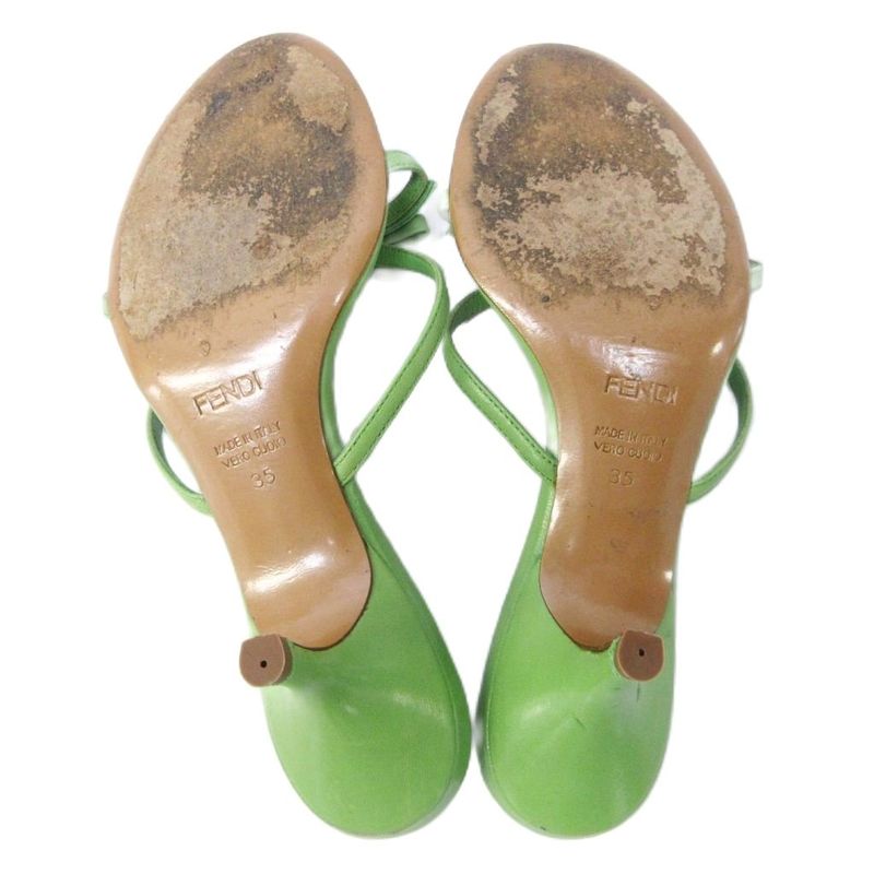 Fendi Thong Sandals Ribbon Motif Leather Strap Heel 35 Approx 22cm (8.66in)