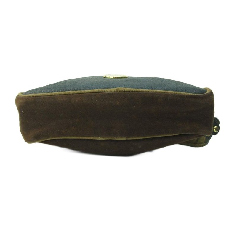 Loewe Shoulder Bag Logo Patch Canvas Leather Green Brown Green Brown 1111