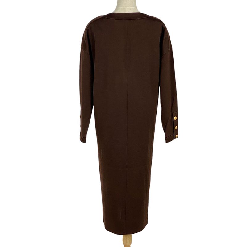 Chanel Coco Mark Button Dress Long Sleeves 23154 Dress Skirt Acetate Silk Nylon