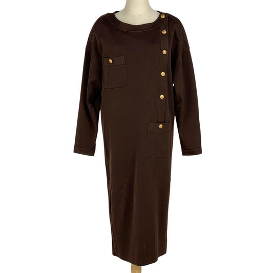 Chanel Coco Mark Button Dress Long Sleeves 23154 Dress Skirt Acetate Silk Nylon