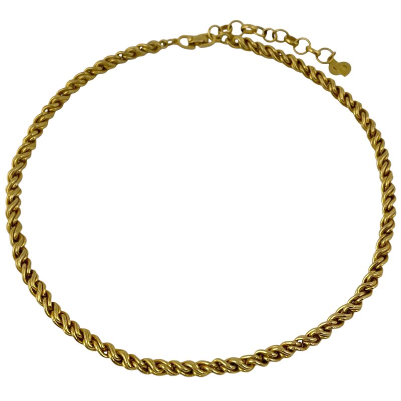Christian DIOR Logo Chain Necklace CD Choker Necklace GP Gold Women