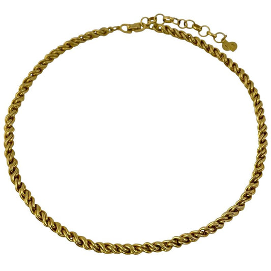 Christian DIOR Logo Chain Necklace CD Choker Necklace GP Gold Women