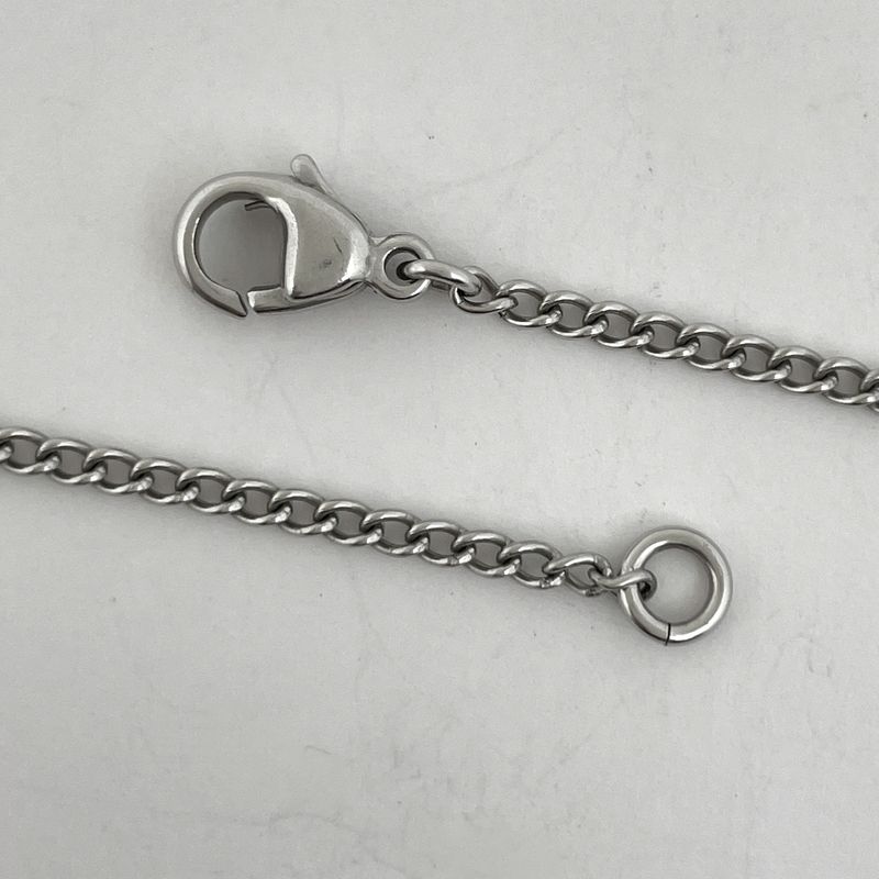 Chanel Coco Mark Rhinestone Necklace Heart Motif Necklace Silver Plated Silver