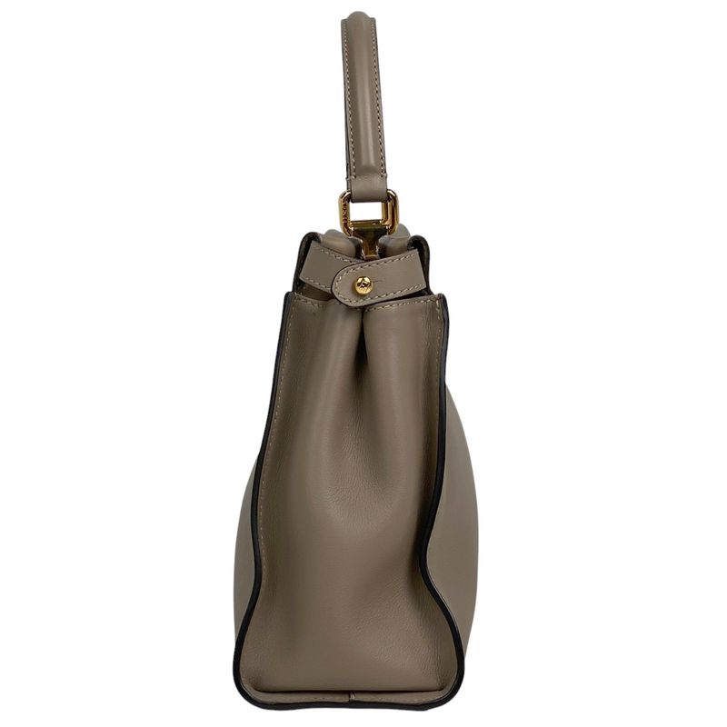 Fendi Peekaboo Handbag 2WAY Shoulder Bag Glazed Handbag Leather Beige 8bn290