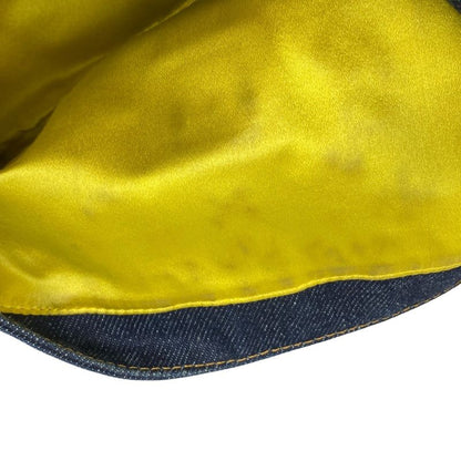 Fendi Zucca Logo Mamma Bucket Beaded Embroidered One Shoulder Bag Denim Blue