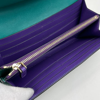 Bulgari Bvlgari Serpenti Fold Long Snake Wallet Leather Green Women