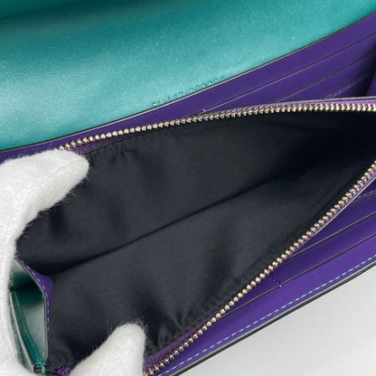 Bulgari Bvlgari Serpenti Fold Long Snake Wallet Leather Green Women