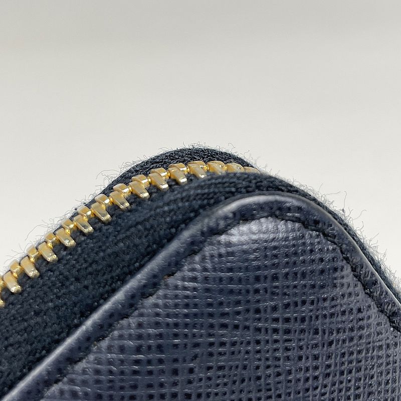 Prada Logo Plate L-shape Zipper Long Wallet Billfold Coin Purse Long Wallet