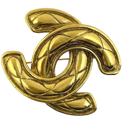 Chanel Coco Mark Brooch Matelasse Brooch GP Gold Ladies