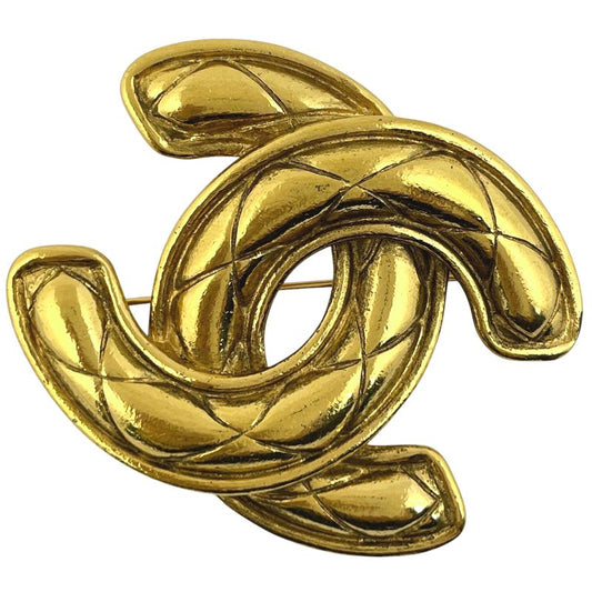 Chanel Coco Mark Brooch Matelasse Brooch GP Gold Ladies