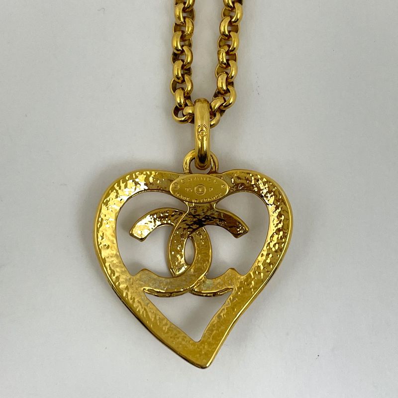 Chanel Coco Mark Heart Motif Necklace Chain Necklace GP Gold Ladies