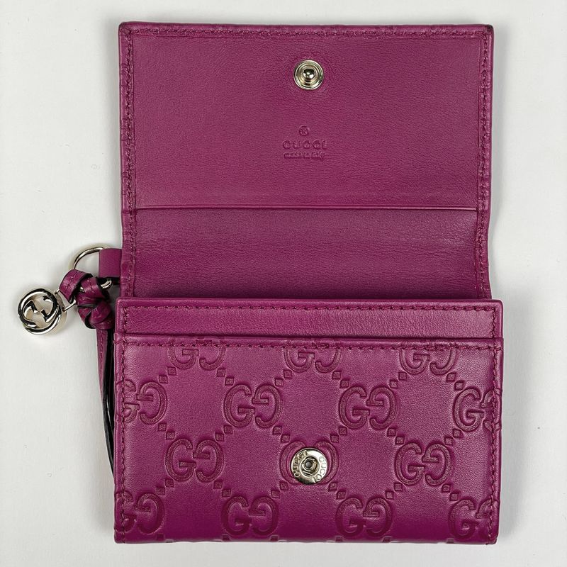 Gucci Micro Guccissima Fold Card Case GG Pattern Business Card Holder Card Case