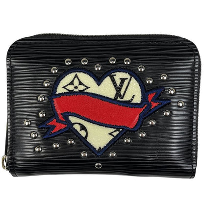 Louis Vuitton Zippy Coin Purse LV Stories Heart Coin Case Epi Noir Black