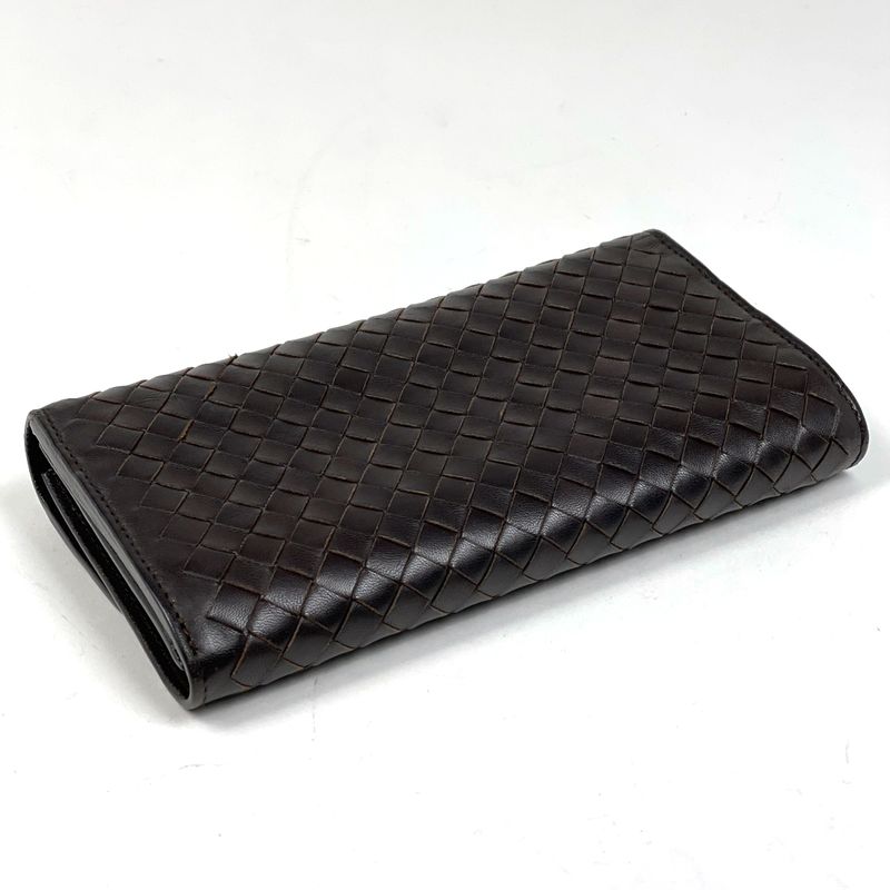 Bottega Veneta Intrecciato Fold Long Wallet Leather Brown 150509 Women