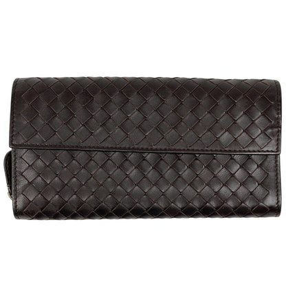 Bottega Veneta Intrecciato Fold Long Wallet Leather Brown 150509 Women