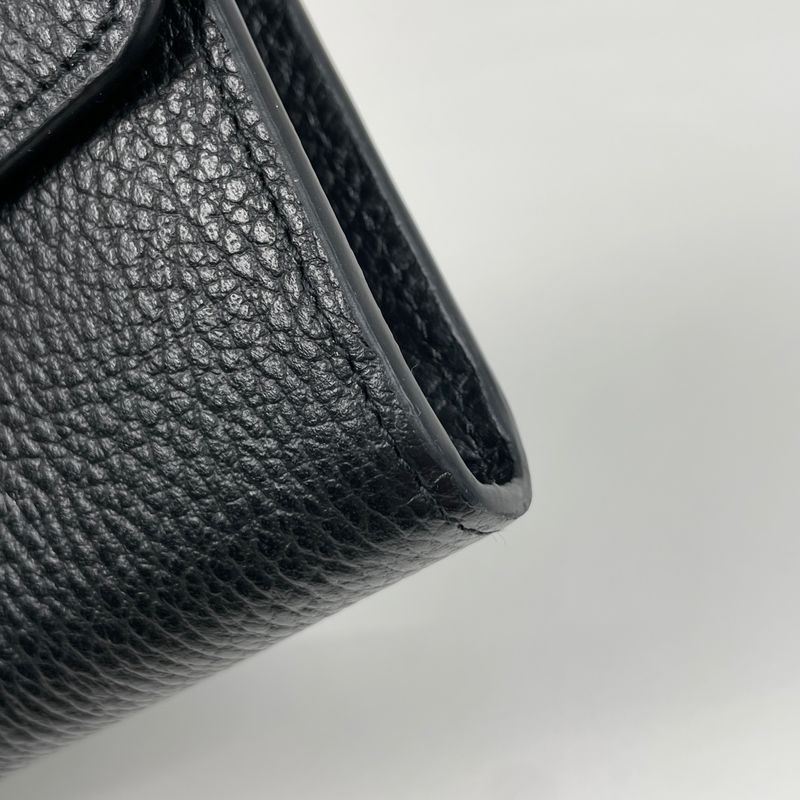 Gucci Interlocking G Long Wallet Billfold Coin Purse Long Leather Black 598166