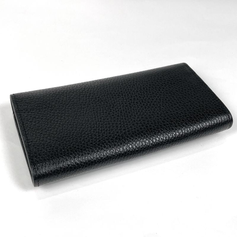 Gucci Interlocking G Long Wallet Billfold Coin Purse Long Leather Black 598166