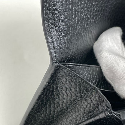 Gucci Interlocking G Long Wallet Billfold Coin Purse Long Leather Black 598166