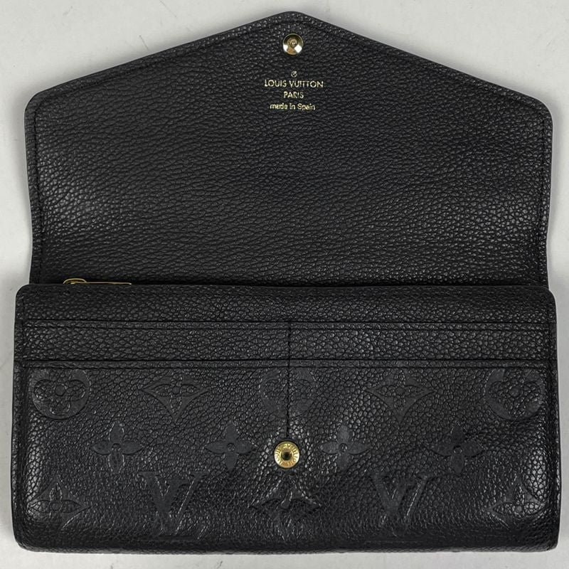 Louis Vuitton Portefeuille Sarah Long Fold Wallet Monogram Empreinte Noir Black