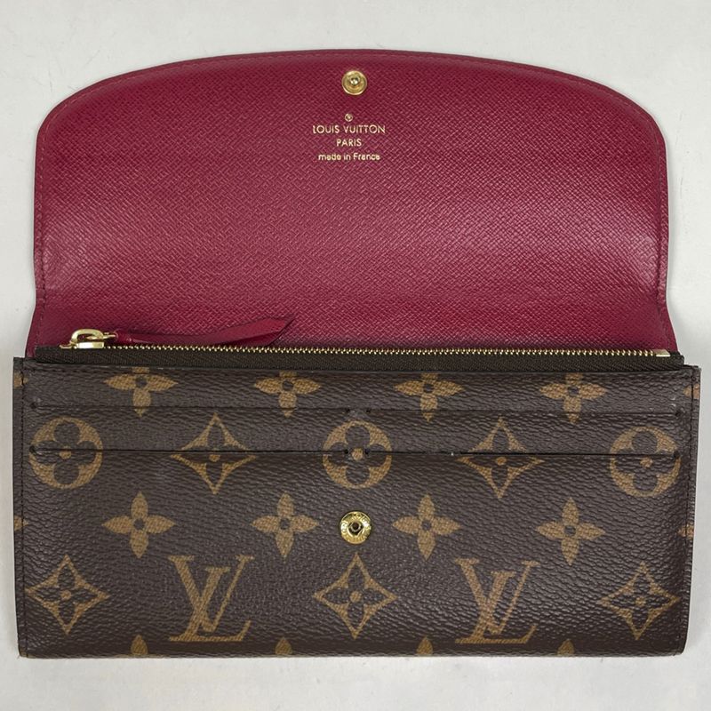 Louis Vuitton Portefeuille Emilie Fold Long Wallet Monogram Fuchsia M60697 Women