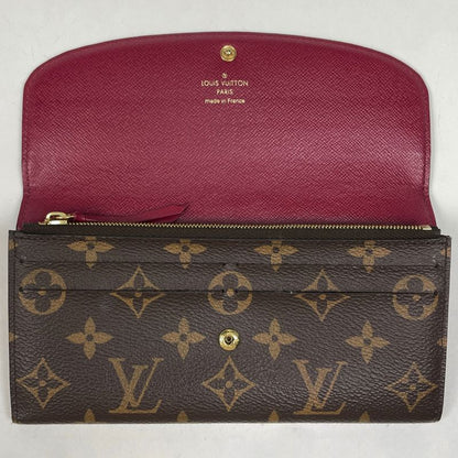 Louis Vuitton Portefeuille Emilie Fold Long Wallet Monogram Fuchsia M60697 Women