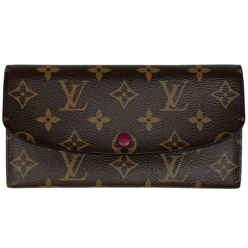 Louis Vuitton Portefeuille Emilie Fold Long Wallet Monogram Fuchsia M60697 Women