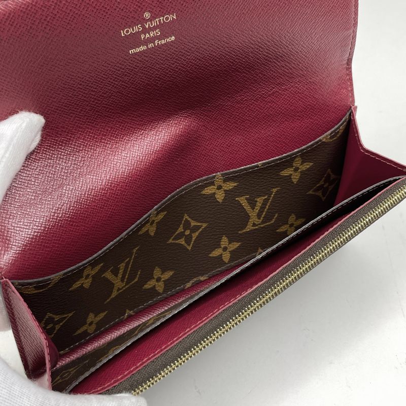 Louis Vuitton Portefeuille Emilie Fold Long Wallet Monogram Fuchsia M60697 Women