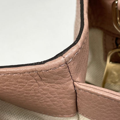 Gucci Bamboo Small Shopper Handbag 2WAY Shoulder Bag Handbag Leather Salmon