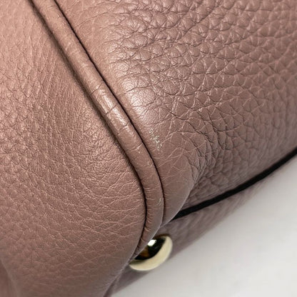 Gucci Bamboo Small Shopper Handbag 2WAY Shoulder Bag Handbag Leather Salmon