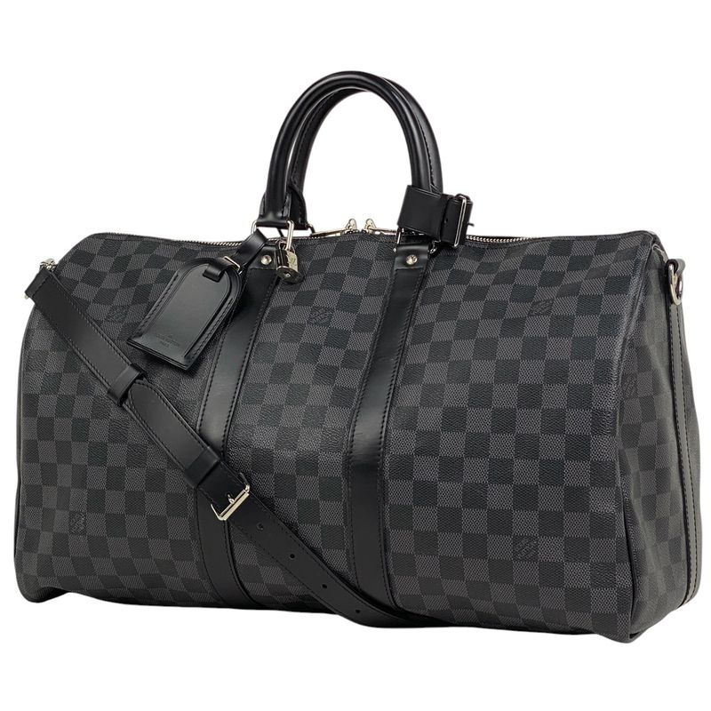 Louis Vuitton Keepall Bandouliere 45 Travel Boston Bag Damier Graphite Noir