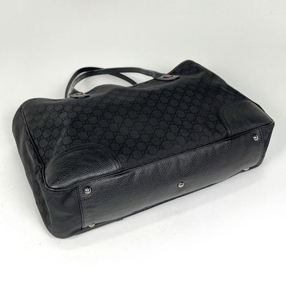Gucci GG Pattern Tote Shoulder Bag Sherry Line Web Tote Bag Nylon Black 293589