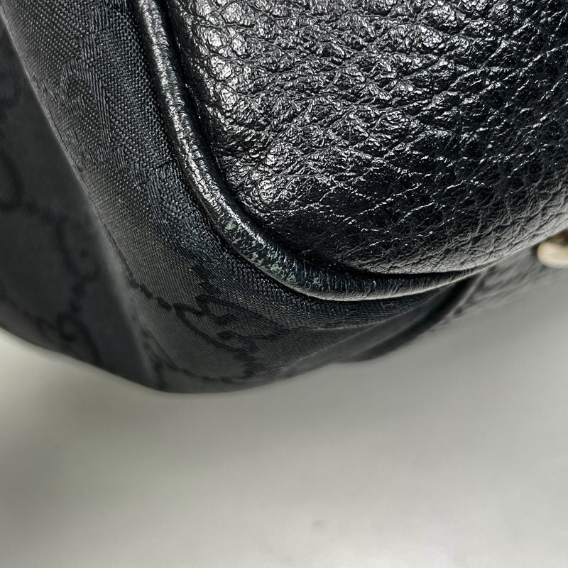 Gucci GG Pattern Tote Shoulder Bag Sherry Line Web Tote Bag Nylon Black 293589