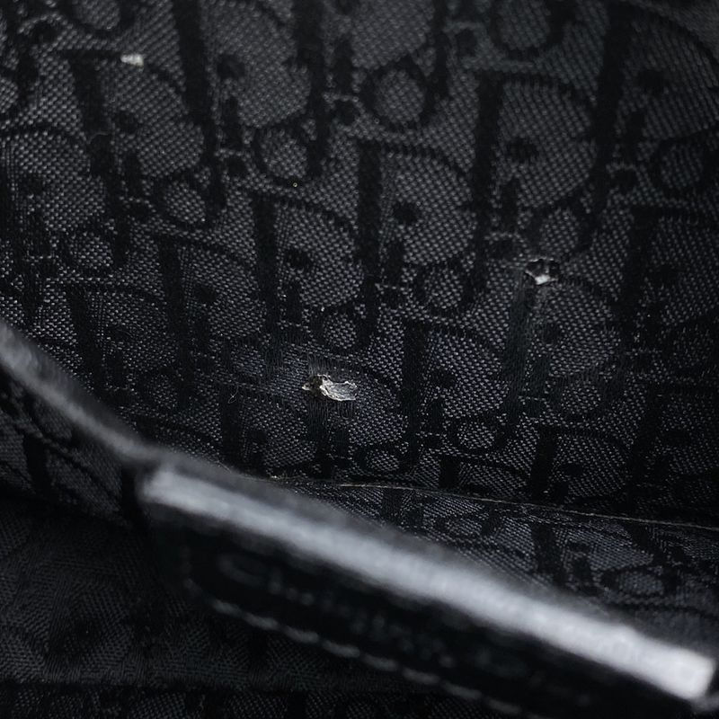 Christian DIOR Logo Handbag Shoulder Bag Handbag Leather Black Women