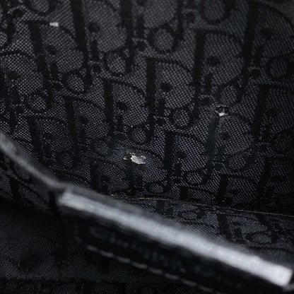 Christian DIOR Logo Handbag Shoulder Bag Handbag Leather Black Women