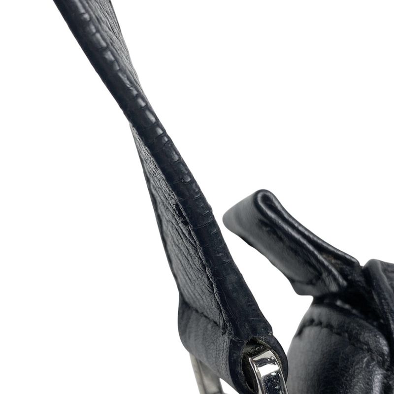 Christian DIOR Logo Handbag Shoulder Bag Handbag Leather Black Women