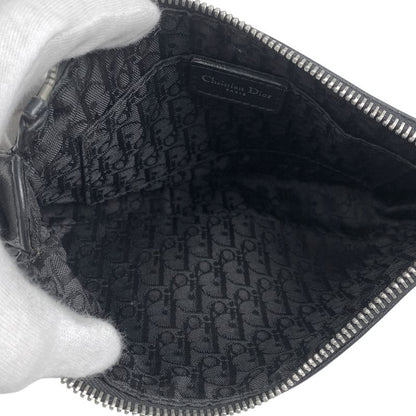 Christian DIOR Logo Handbag Shoulder Bag Handbag Leather Black Women