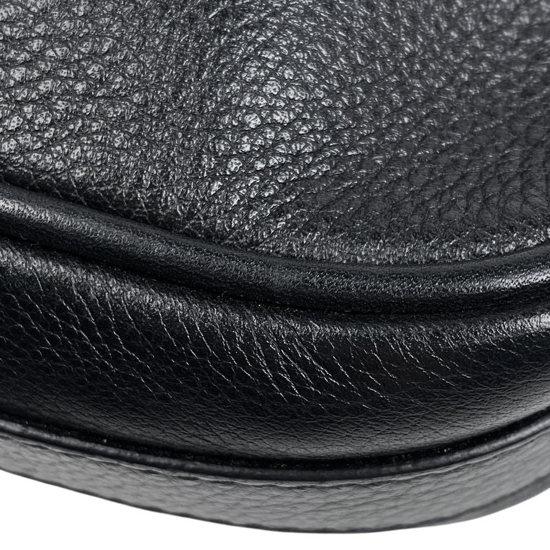 Christian DIOR Logo Handbag Shoulder Bag Handbag Leather Black Women