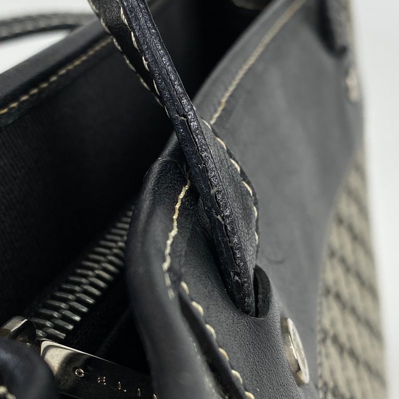 Celine Macadam Pattern Handbag Canvas Black Gray Women