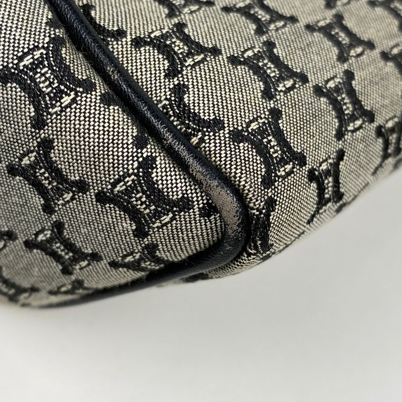 Celine Macadam Pattern Handbag Canvas Black Gray Women