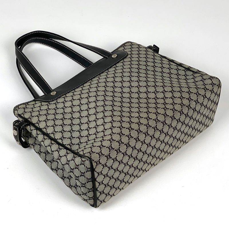 Celine Macadam Pattern Handbag Canvas Black Gray Women