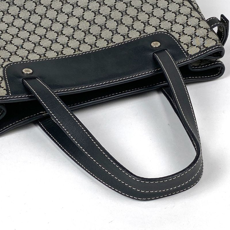 Celine Macadam Pattern Handbag Canvas Black Gray Women