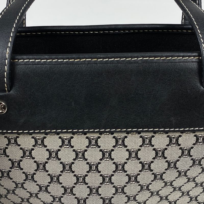 Celine Macadam Pattern Handbag Canvas Black Gray Women