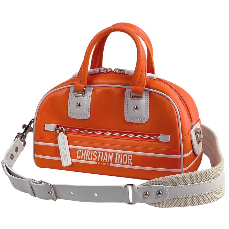 Christian DIOR Logo Handbag Vibe Bow Ring Bag 2WAY Shoulder Bag Handbag Leather