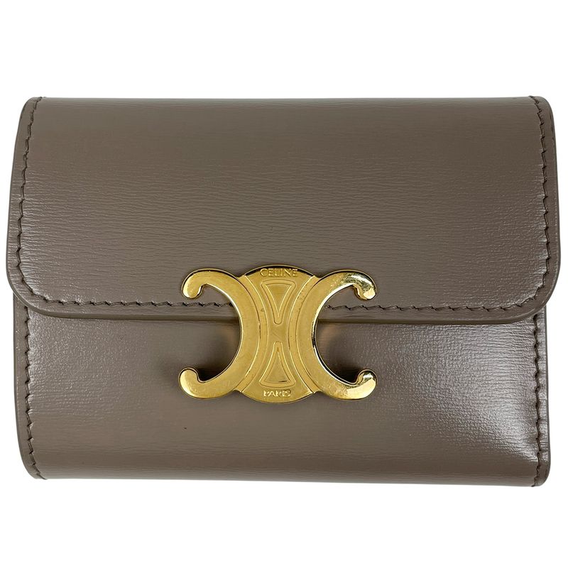 Celine Triomphe Trifold Wallet With Mini Coin Case Leather Glaze Women