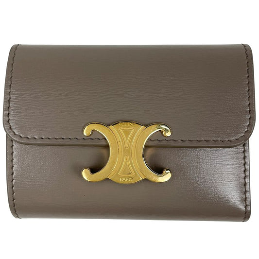 Celine Triomphe Trifold Wallet With Mini Coin Case Leather Glaze Women