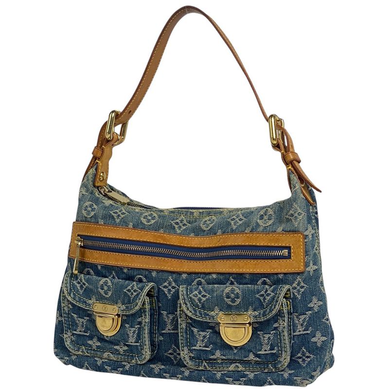 Louis Vuitton Baggy PM Shoulder Handbag One Shoulder Bag Monogram Denim Blue